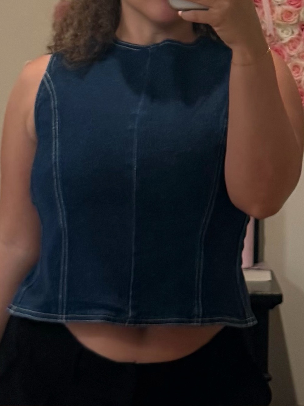 NWT Denim Tie Back Top